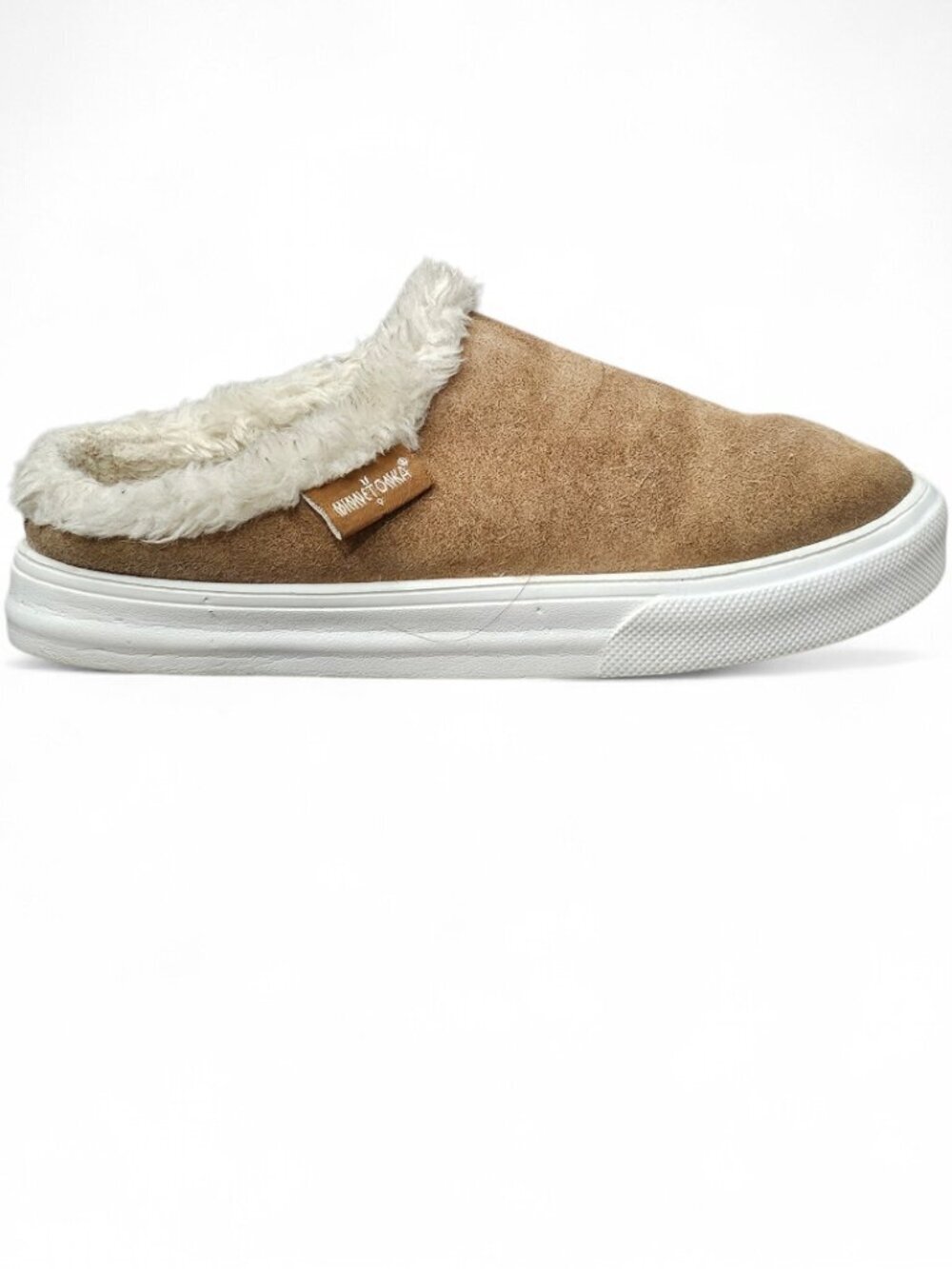 Minnetonka Women's Windy Suede Slip-on Pile lining Clog Moccasins Shoes 6 Brown
